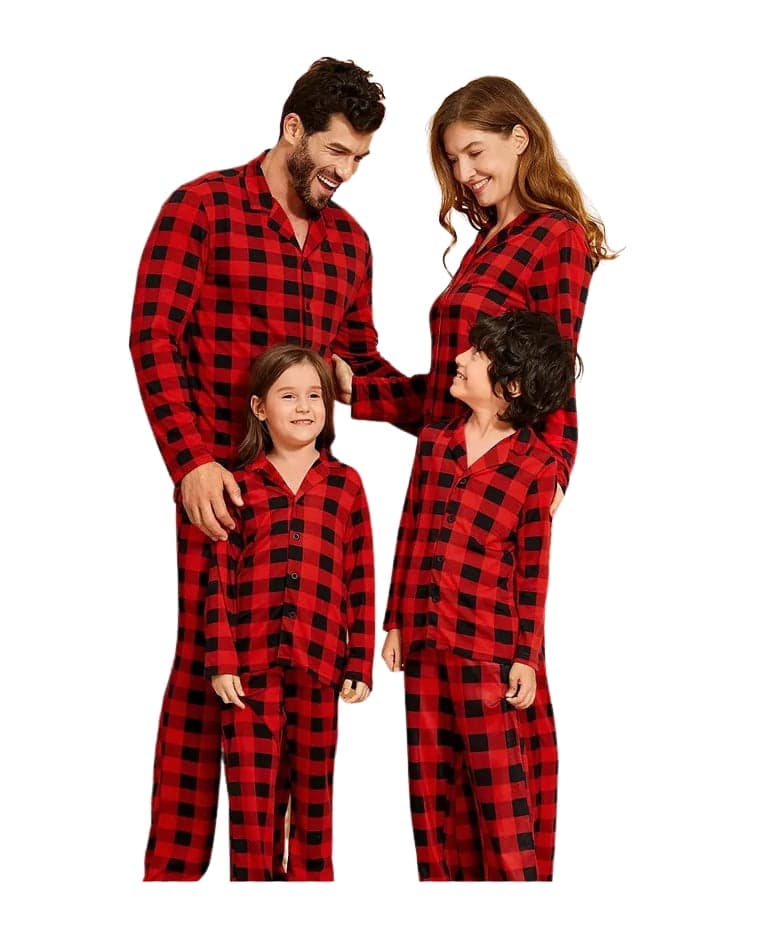 Modern Christmas Pajamas in Red Checkered