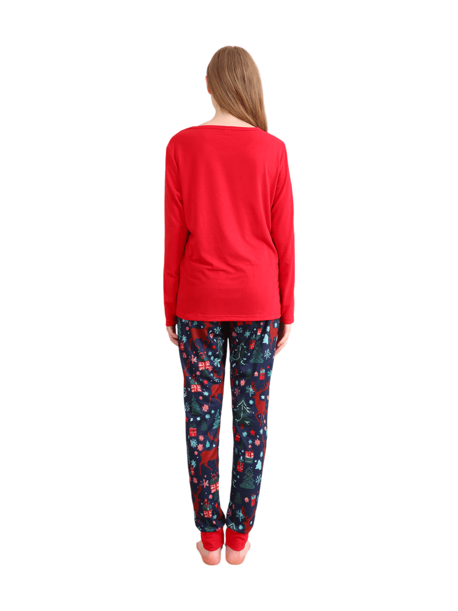 Red blue family Merry Christmas printed pajama with patterns