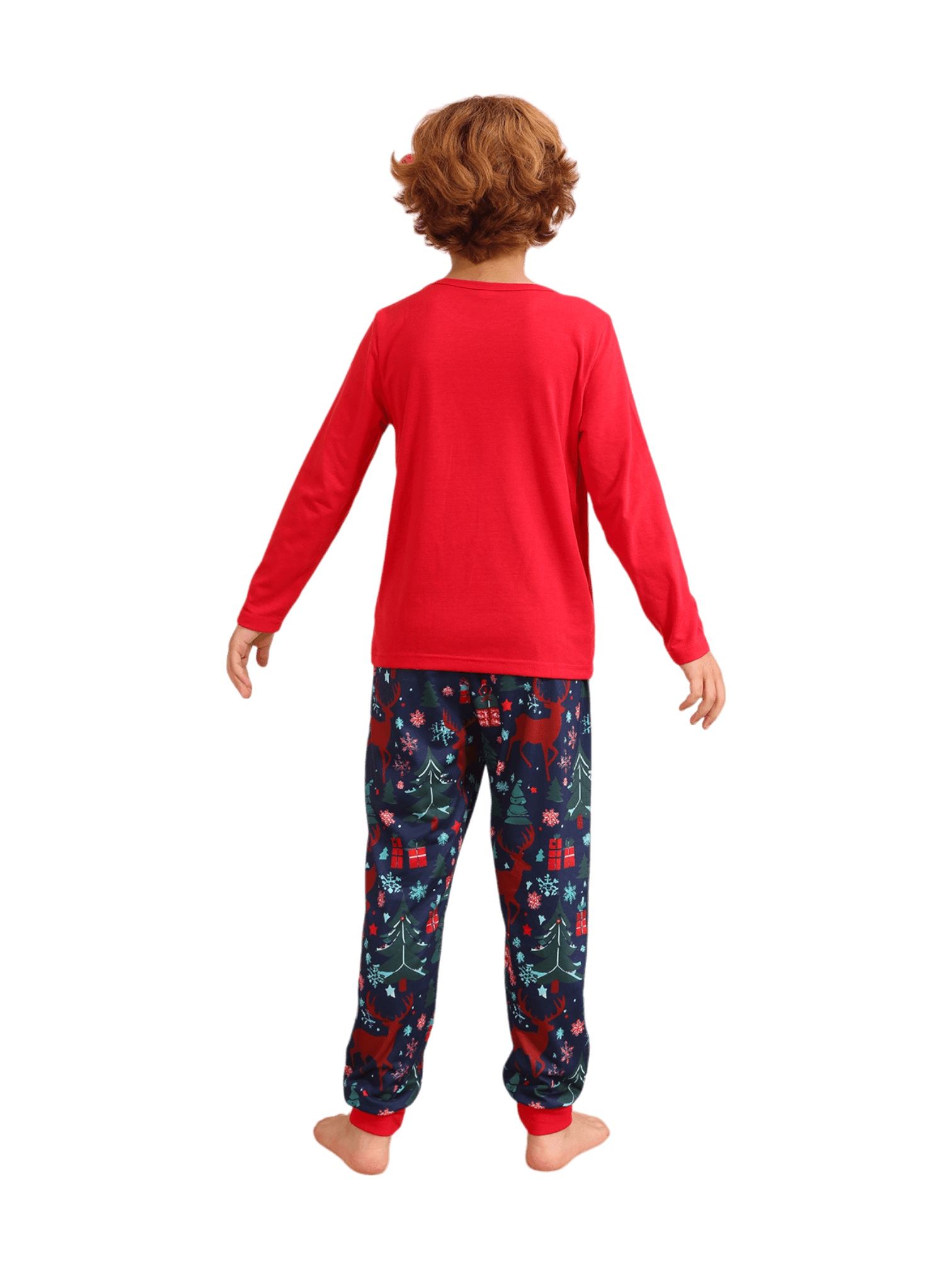 Red blue family Merry Christmas printed pajama with patterns