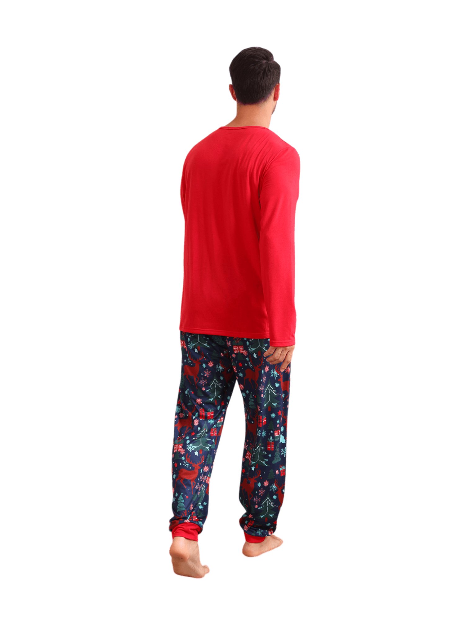 Red blue family Merry Christmas printed pajama with patterns