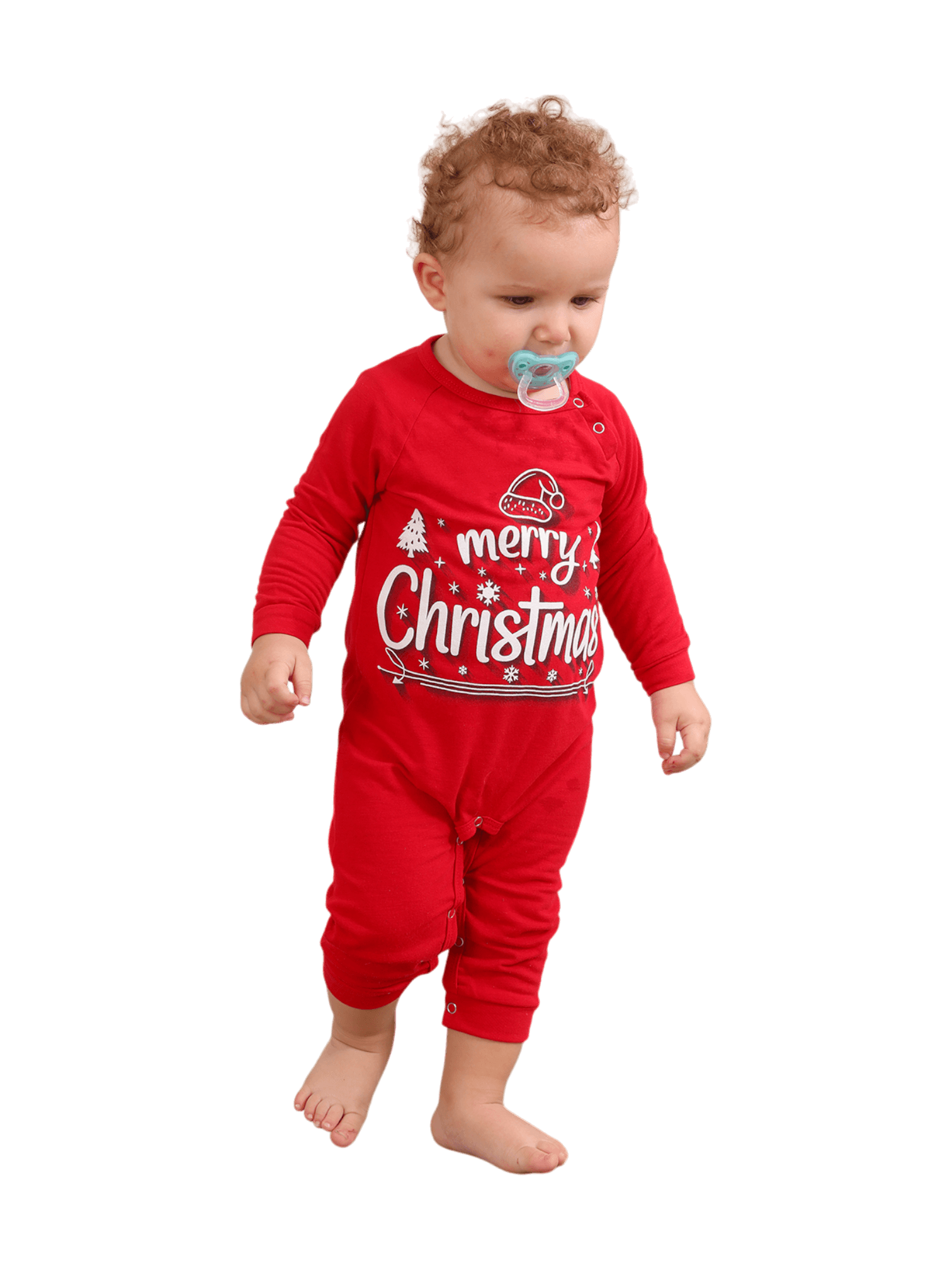 Red blue family Merry Christmas printed pajama with patterns