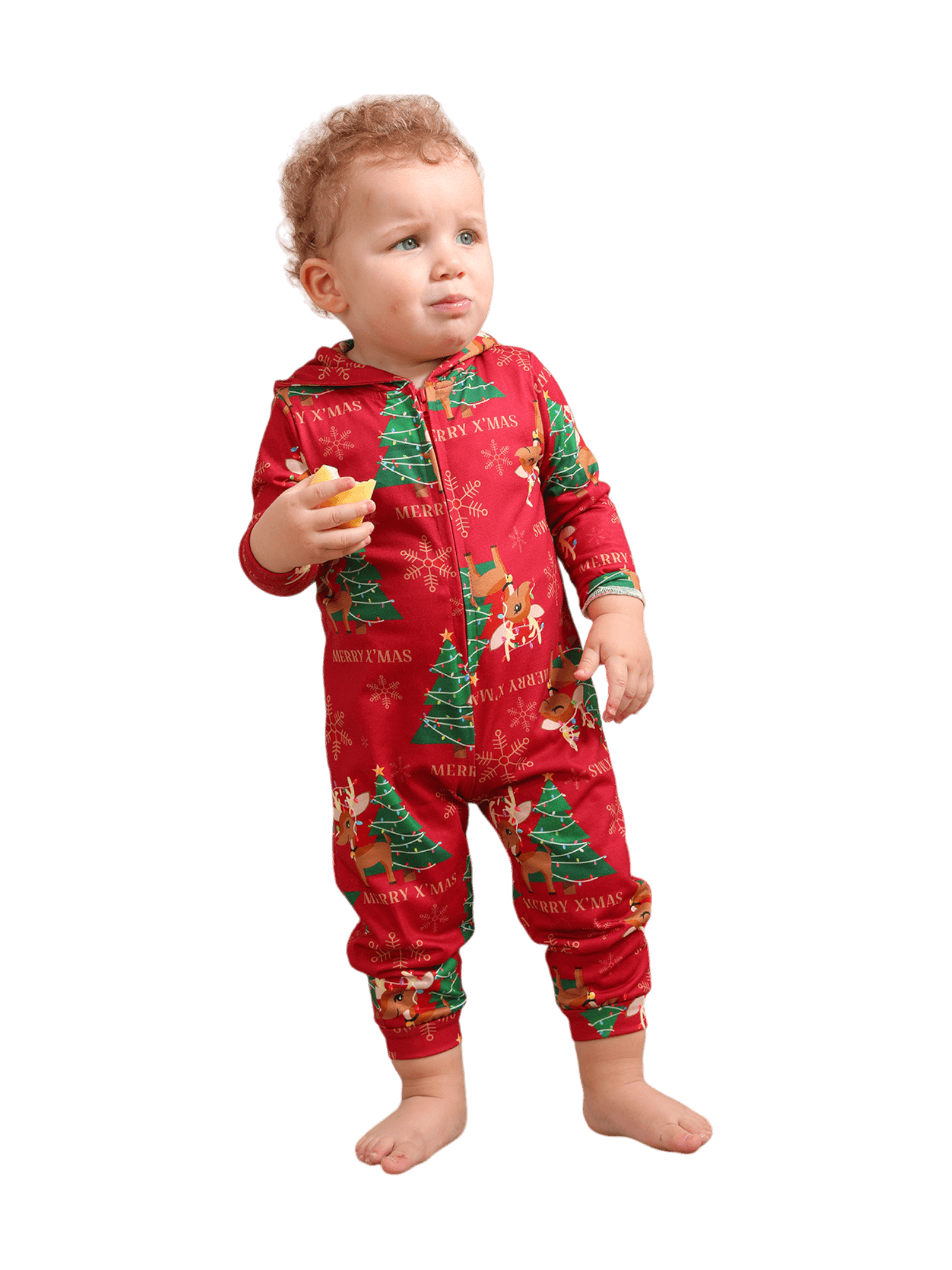 Merry xmas Family Jumpsuit red reindeer pattern