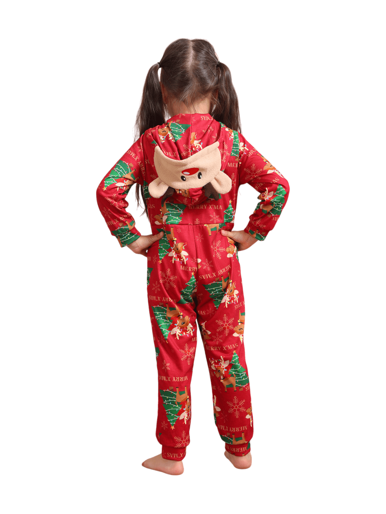 Merry xmas Family Jumpsuit red reindeer pattern