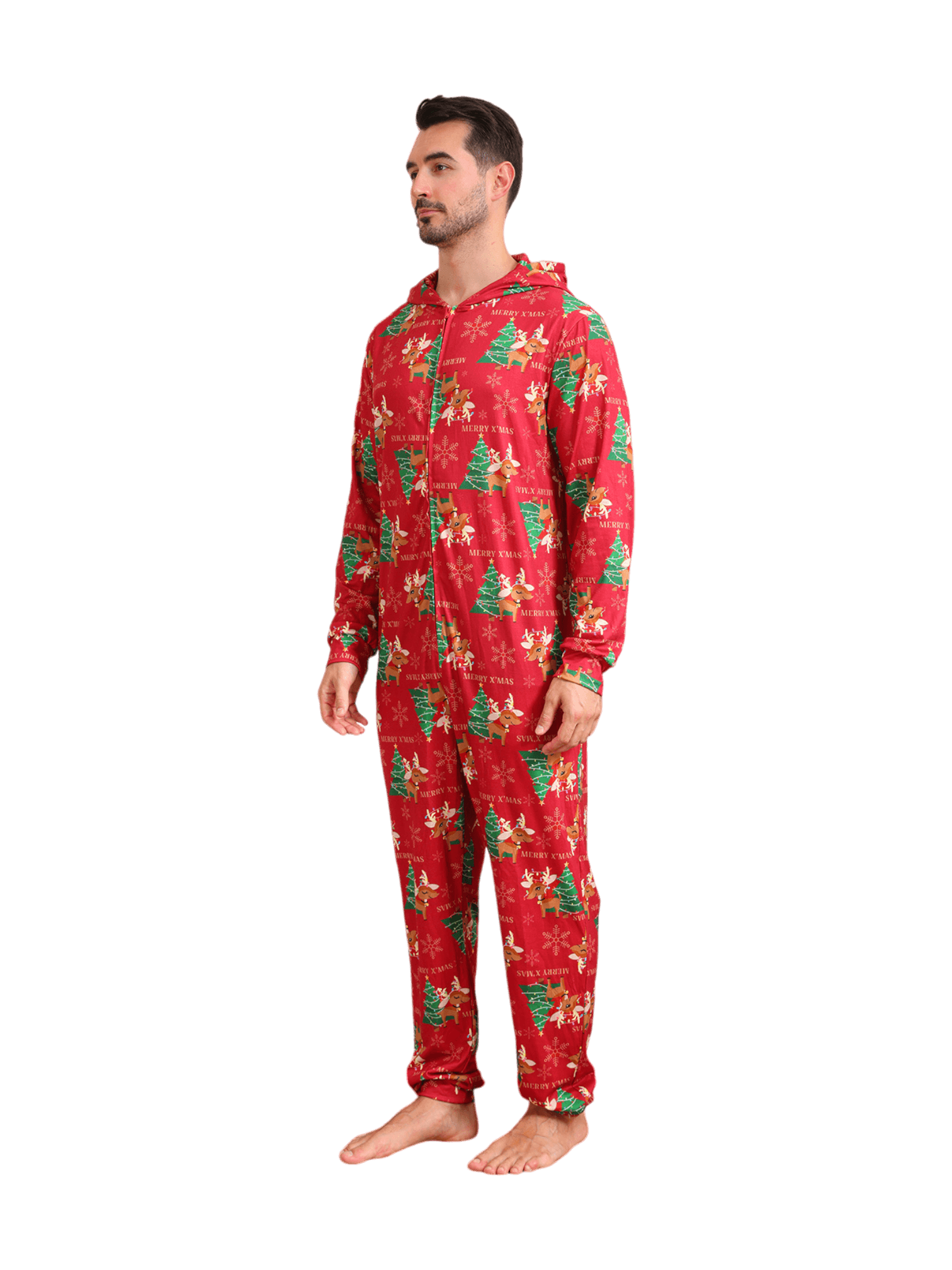 Merry xmas Family Jumpsuit red reindeer pattern