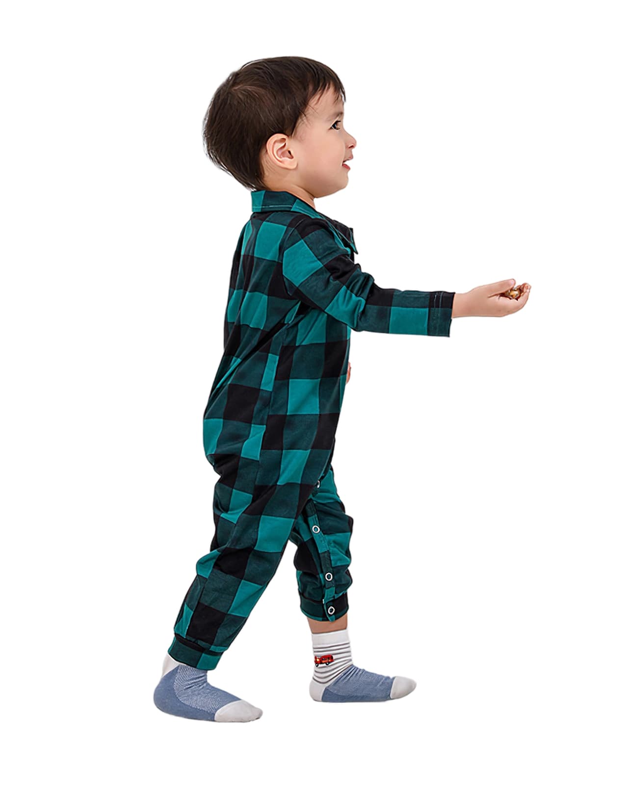 Modern green checked family Christmas pajamas