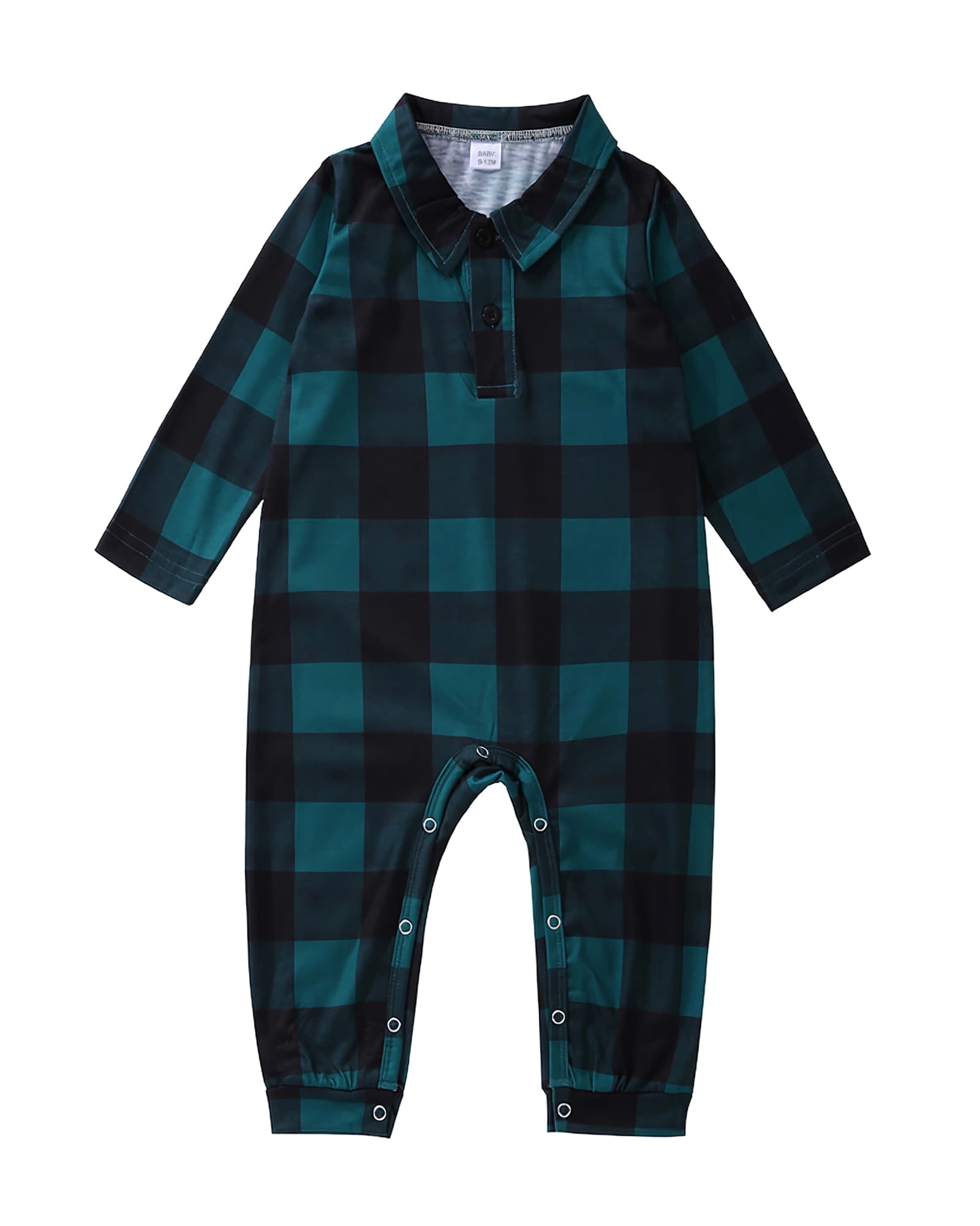Modern green checked family Christmas pajamas