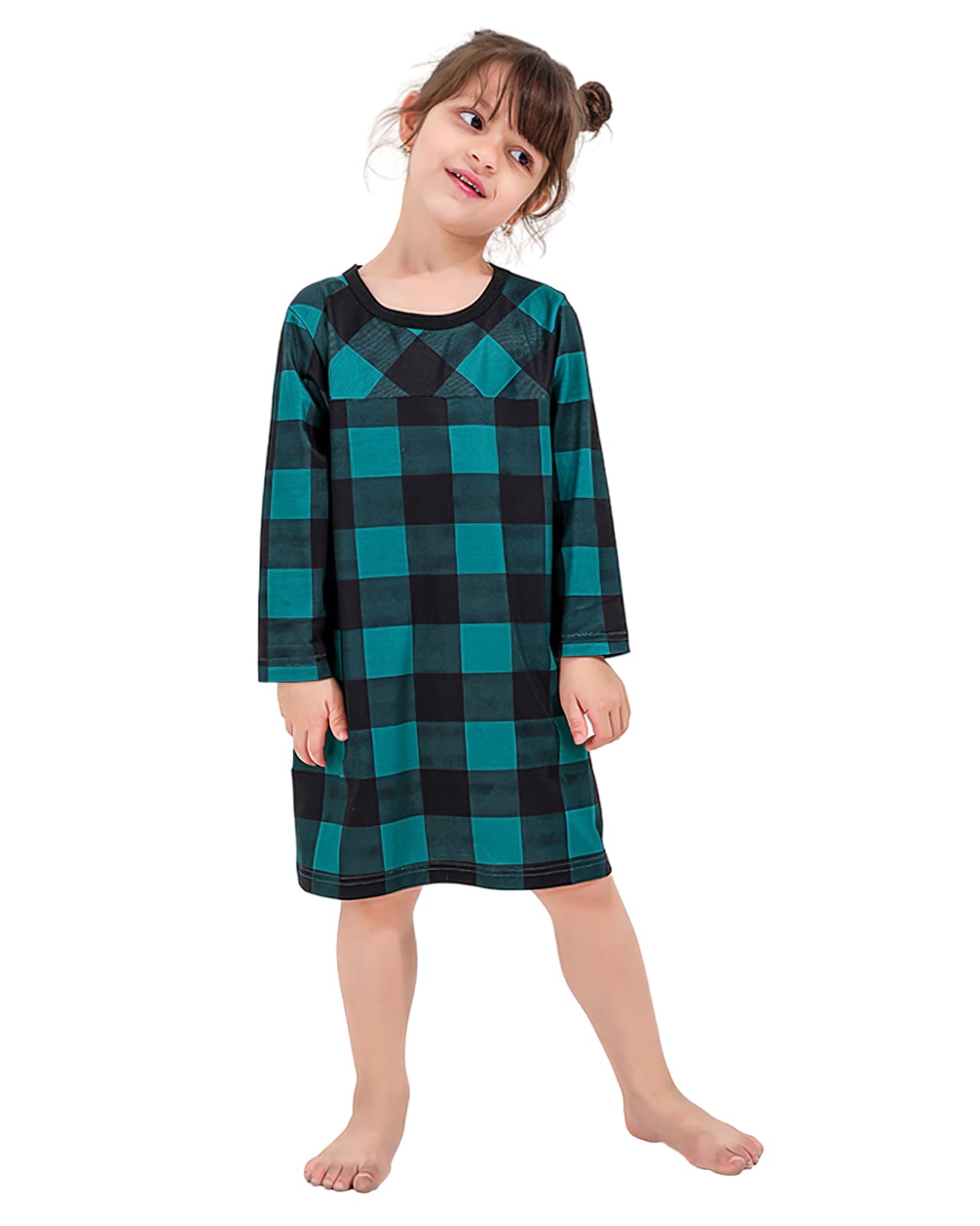 Modern green checked family Christmas pajamas