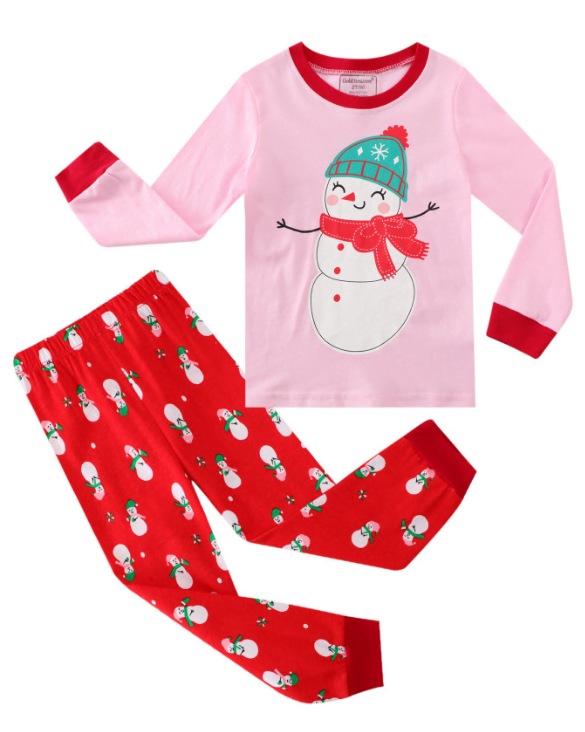 periscopio Cuadrante subasta Pijama de Navidad de niña muñeco de nieve Rosa - The Christmas Fabric